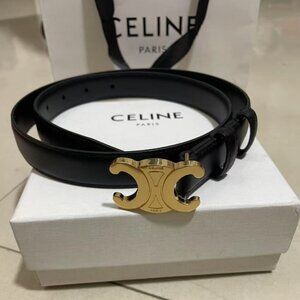 Celine Leather Gold Buckle Belt